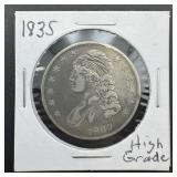 1835 Capped Bust Silver Half Dollar
