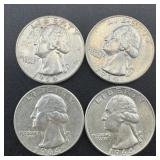(times 4) 1964 Washington Quarters