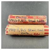 (Times 2) Two rolls of 1943 steel cents