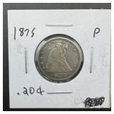 Rare 1875 20 Cent Silver Coin