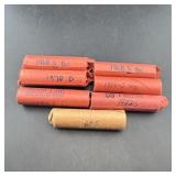 Seven rolls of Memorial pennies from the 1960s and