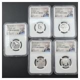 (times 5) 2020-S Silver Quarter Proof 70 Ultra Cam