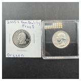 Silver 1963 Quarter And 2005-s Proof Quarter