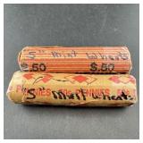 (Times 2) Two rolls of S mint Wheat pennies