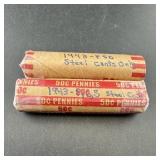 (Times 2) Two rolls of 1943 steel cents