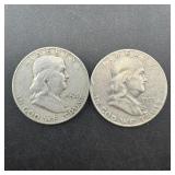 (Times 2)Two silver Franklin half dollars, 1953 &
