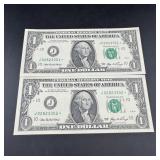 (Times 2)Two Consecutive 2006 $1 Star Notes