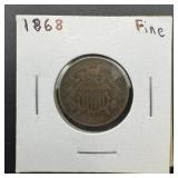 1868 Two Cent Shield Coin