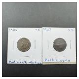 Two Indian Head Cents 1906 And 1907