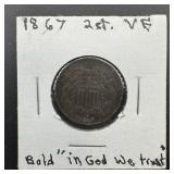 1867 Two Cent Shield Coin