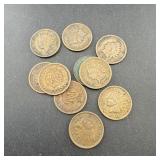10 Mixed Date Indian Head Cents