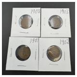 6 Indian Head Pennies -1890s