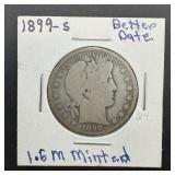 1899-S Barber Silver Half Dollar
