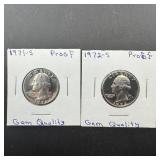 Proof 1972-s Quarter And 1971-s Quarter
