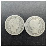 Two Silver Barber Dimes -1914 & 1912