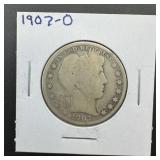 1907-o Barber Silver Half Dollar