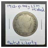 1912 Barber Silver Half Dollar