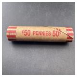 $.50 Penny roll w/ 1908 Indian Head end and 1916-D