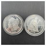 Two One-Ounce Silver Plate Tokens