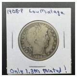 1908 Barber Silver Half Dollar