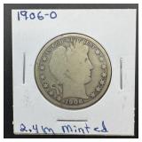 1906-O Barber Silver Half Dollar