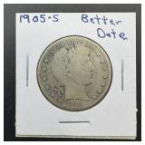 1905-S Barber Silver Half Dollar