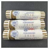 (Times 3) Three rolls of 2010 Lincoln cents