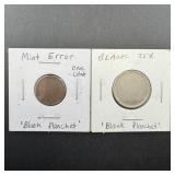 Two Blank Planchets " One Quarter and One Penny