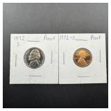 1972 and 1972-S Proof Pennies
