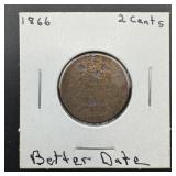 1866 Two Cent Shield Coin