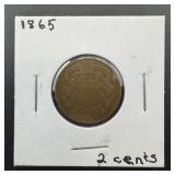 1865 Two Cent Shield Coin