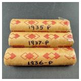 (Times 3) 1936, 1937 and 1960 penny rolls