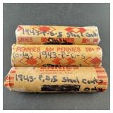 (Times 3) Three rolls of 1943 steel cents