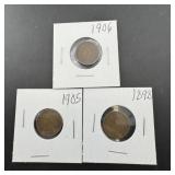 3 Indian Head Pennies - 1898, 1905, and 1906