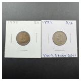 Two Indian Head Cents 1898 And 1899