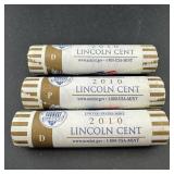 (Times 3) Three rolls of 2010 Lincoln cents