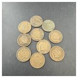 10 Mixed Date Indian Head Cents