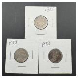 Buffalo Nickels including 1928, 1928, and 1925