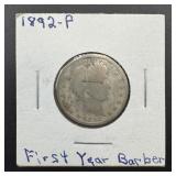 1892 Barber Silver Quarter