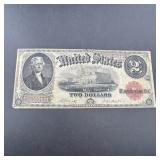 1917 $2 Large Horse Blanket Red Seal Note