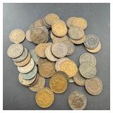 Bag with 45 Indian Head Cents
