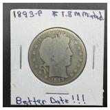 1893 Barber Silver Half Dollar
