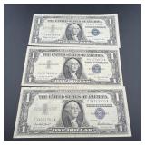 (3) 1957 Silver Certificates Note - Series A,b &c