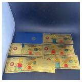 5 Piece 100 Dollar Gold Foil Simpsons Notes