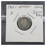 1902-s Barber Silver Dime Key Date