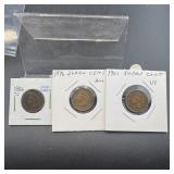 3 Indian Head Cents 1886 1896 1901