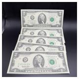 (5) 1995 $2 Bills (all Unmarked)