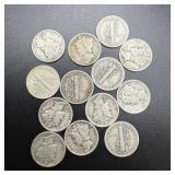 (5) 1941-s & (8) 1941-d Silver Mercury Dimes