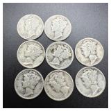 (8) 1941 Silver Mercury Dimes