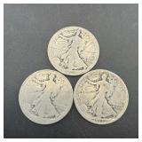 (3) Walking Liberty Silver Half Dollars (1916 & 19